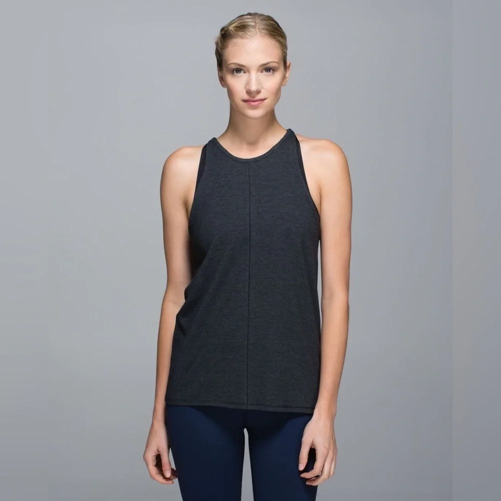 Lululemon Find Your Zen Tank Heathered Black Women Size 6? - Picture 2 of 7